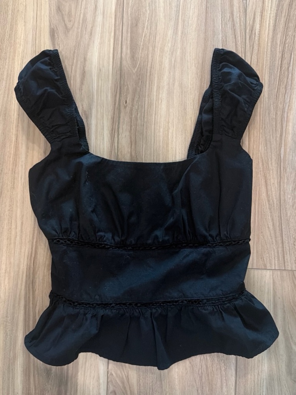 Black Women's Peplum Square-Neck Top